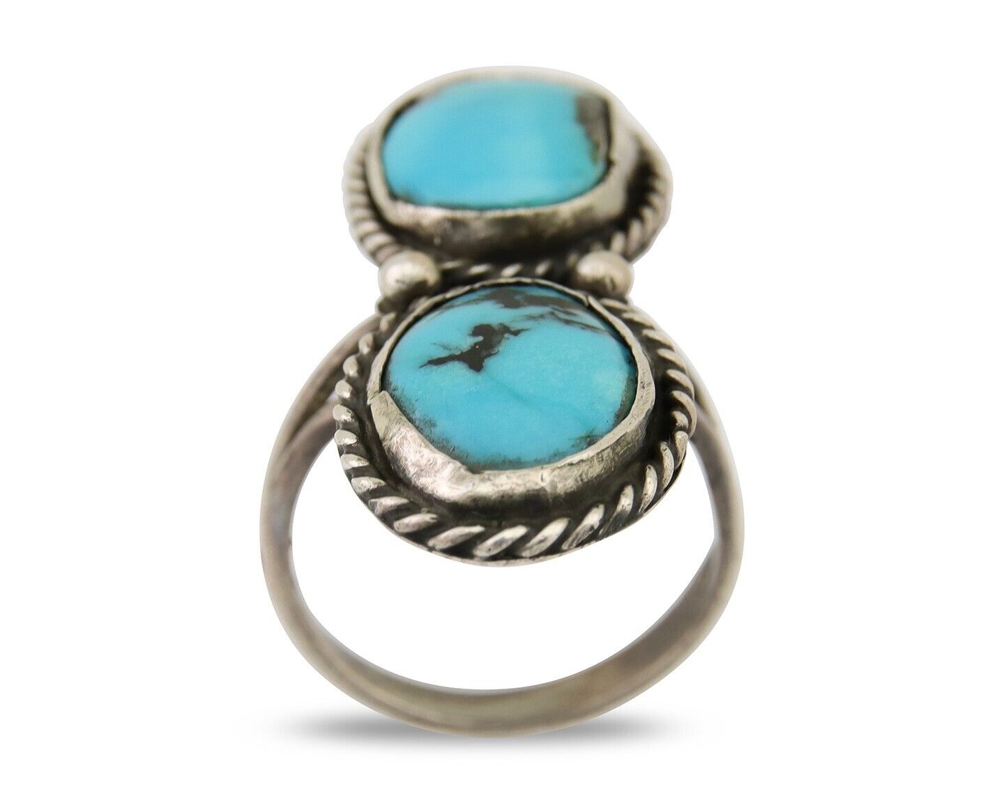 Navajo Ring 925 Silver Natural Blue Turquoise Native American Artist C.80's