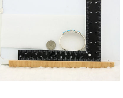 Navajo Cuff Bracelet Sterling Silver Turquoise Vintage Native Art Signed R