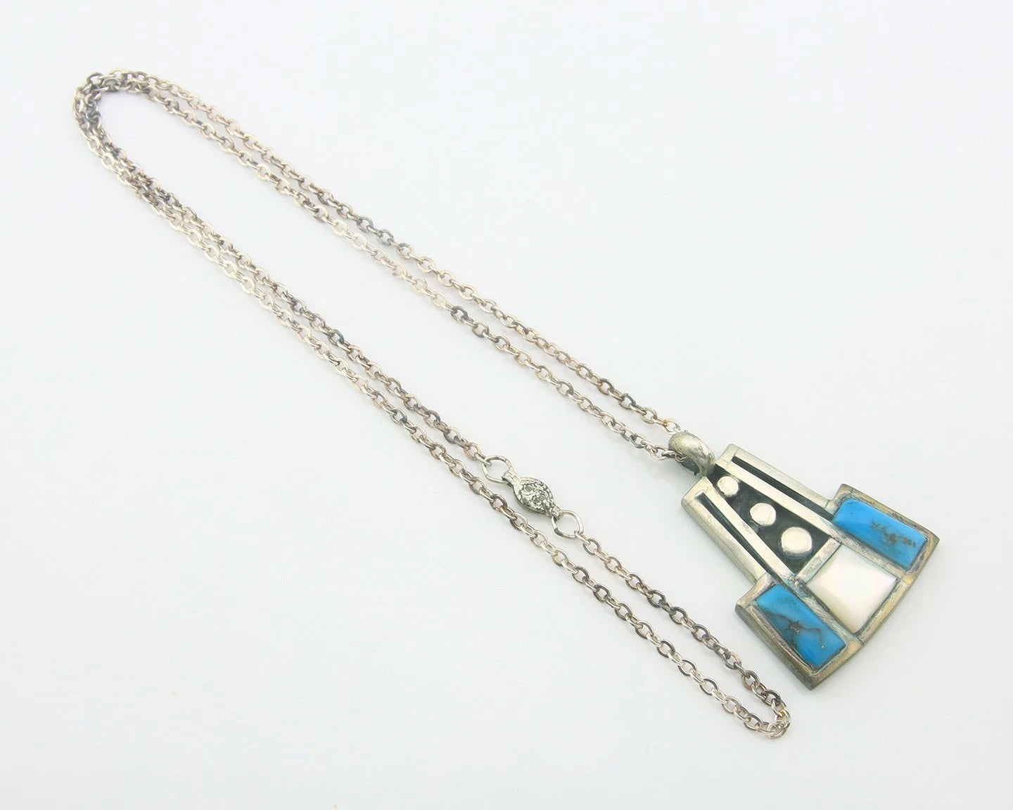 Navajo Necklace Sterling Silver Natural Blue Turquoise Vintage