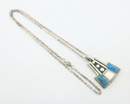 Navajo Necklace Sterling Silver Natural Blue Turquoise Vintage