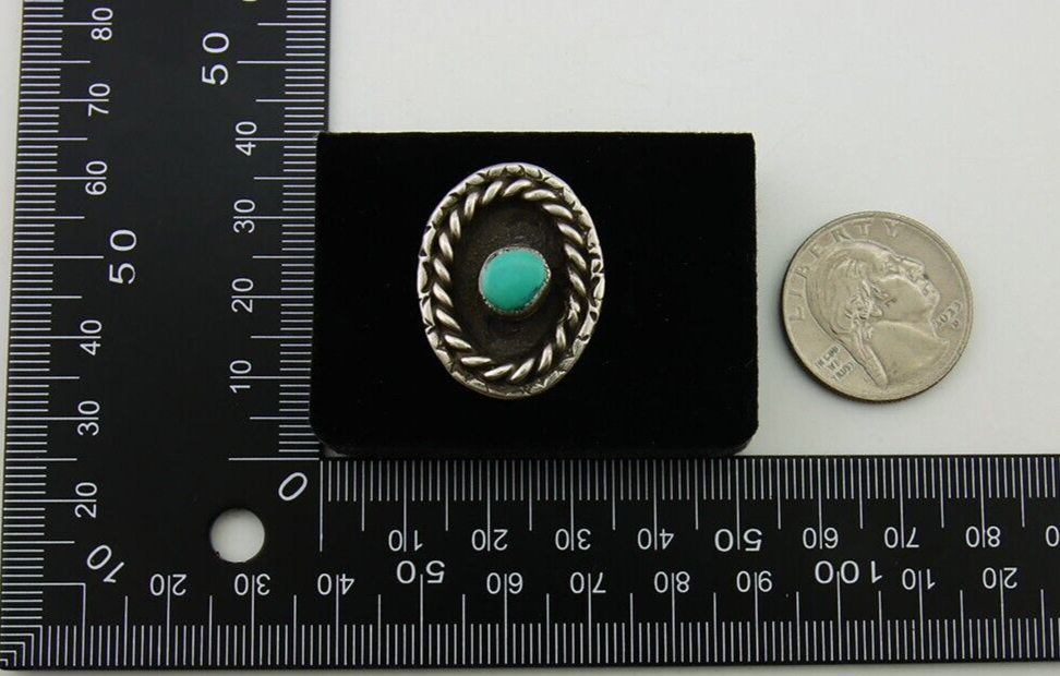 Navajo Handmade Ring 925 Sterling Silver Natural Turquoise Native Artist C.80's
