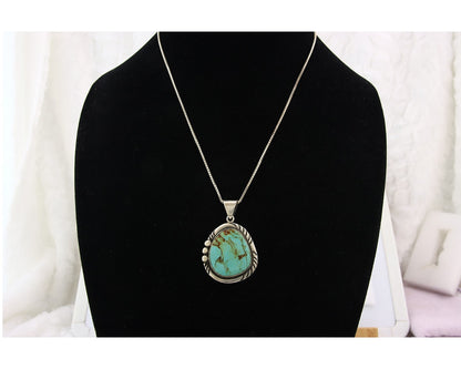 Navajo Necklace Sterling Silver Authentic Turquoise Vintage Signed Sunrise