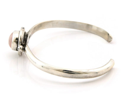 Navajo Cuff Bracelet Sterling Silver Natural Mined Pink Quartz Native Artist