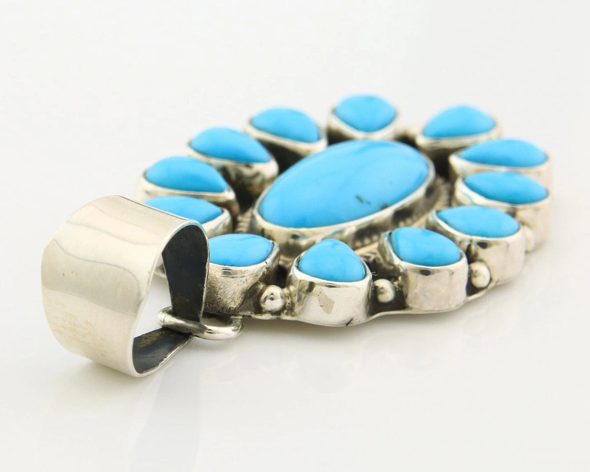 Navajo Pendant Sterling Silver Turquoise Vintage Signed SS
