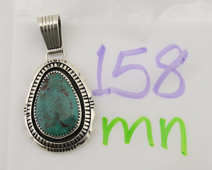 Navajo Pendant 925 Silver Natural Turquoise Artist Signed Lidia Begay C.80's