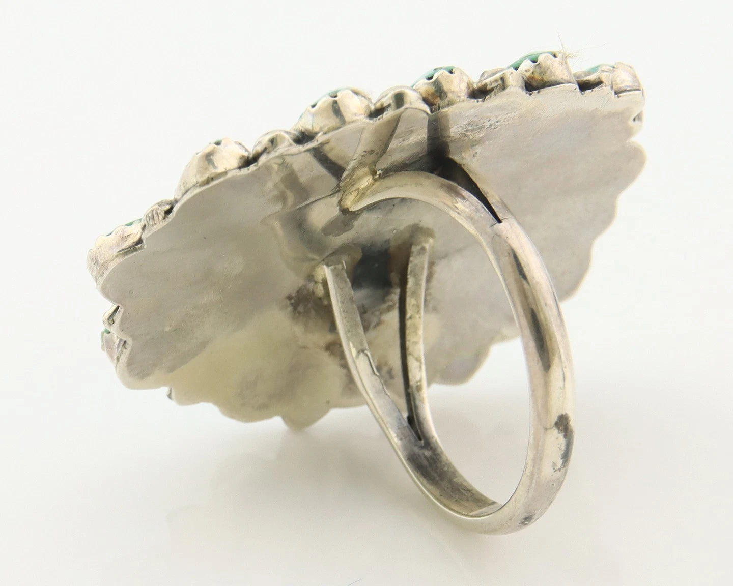 Navajo Concho Ring Sterling Silver Natural Turquoise Handmade Vintage