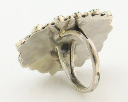 Navajo Concho Ring Sterling Silver Natural Turquoise Handmade Vintage