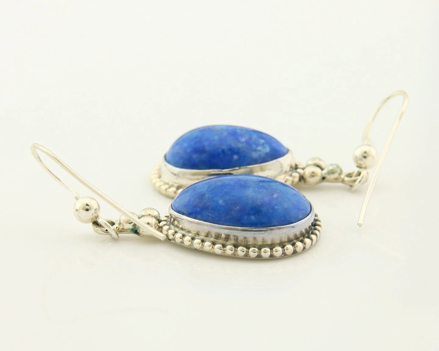 Navajo Dangle Earrings Sterling Silver Lapis Signed Arnold Malony
