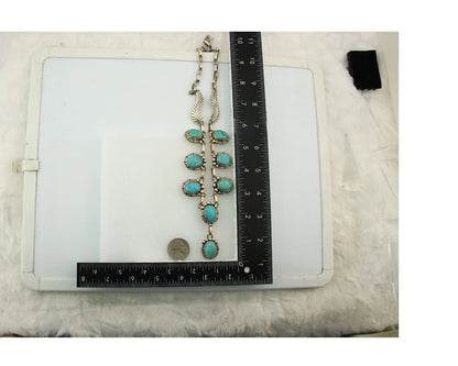 Navajo Necklace Sterling Silver Turquoise Vintage Signed Gecko