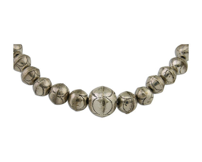 Navajo Bead Necklace 925 Silver Turquoise Native American Artist C.80's