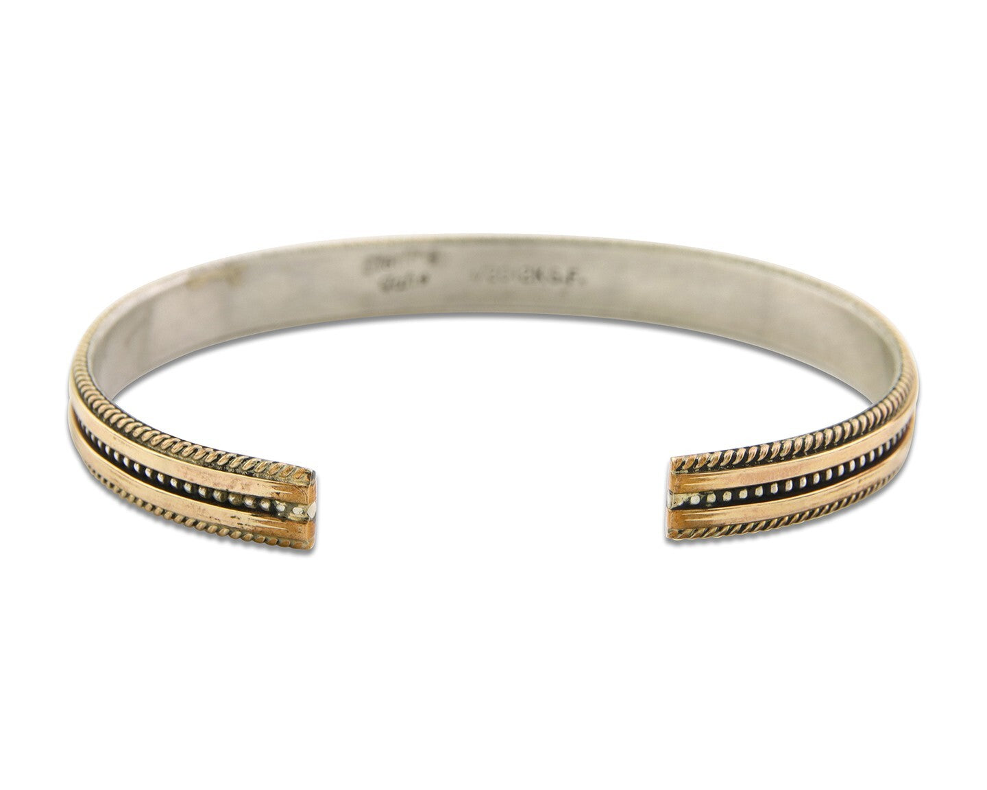 Navajo Bracelet 925 Silver & 12K Gold Cuff Artist Signed TAHE C.80's