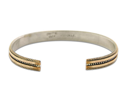 Navajo Bracelet 925 Silver & 12K Gold Cuff Artist Signed TAHE C.80's