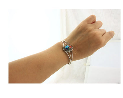 Navajo Cuff Bracelet Sterling Silver Handmade Vintage Gemstone