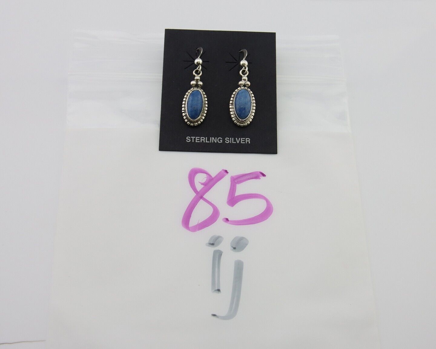 Navajo Dangle Earrings 925 Silver Natural Denim Lapis Signed Melissa Yazzie C80s