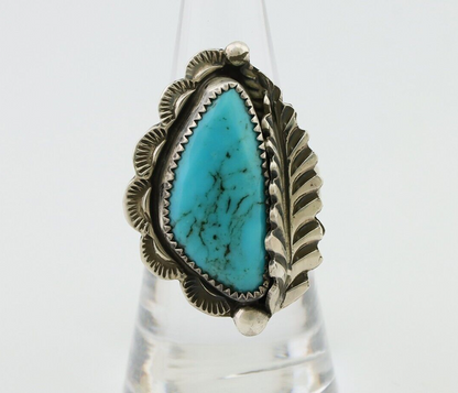 Navajo Handmade Ring 925 Silver Kingman Turquoise Artist Signed Benny M C.80's