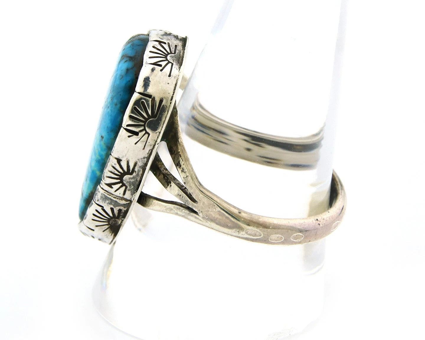 Men Navajo Ring Sterling Silver Natural Turquoise Handmade Vintage Size 11.25