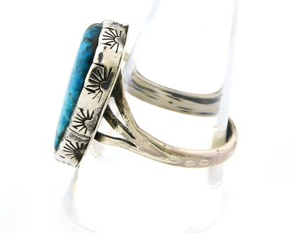 Men Navajo Ring Sterling Silver Natural Turquoise Handmade Vintage Size 11.25