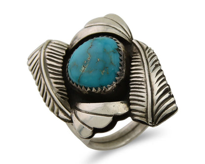 Navajo Ring 925 Silver Natural Blue Turquoise Native American Artist C.80's