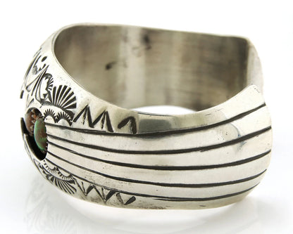 Navajo Cuff Bracelet Sterling Silver Royston Turquoise Vintage Signed C Benally
