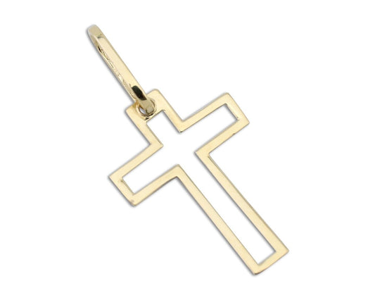 Small Yellow Gold Cross Pendant 14k SOLID REAL GOLD NOT PLATED Christian Cross