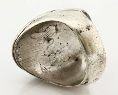 Men Zuni Ring Sterling Silver Natural Turquoise Vintage Size 13