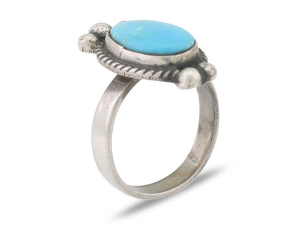 Navajo Ring 925 Silver Natural Blue Turquoise Native American Artist C.80's