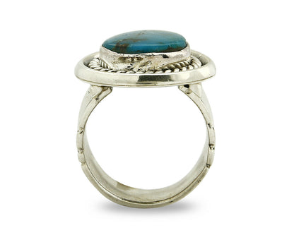 Navajo Ring .925 Silver Turquoise Handmade Signed Doug Zachary C.1980's