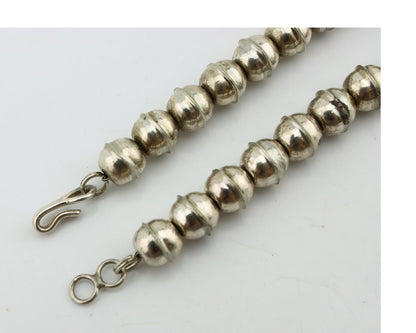 Navajo Squash Necklace 925 Silver Natural Pink Mussel Native American Artist C80