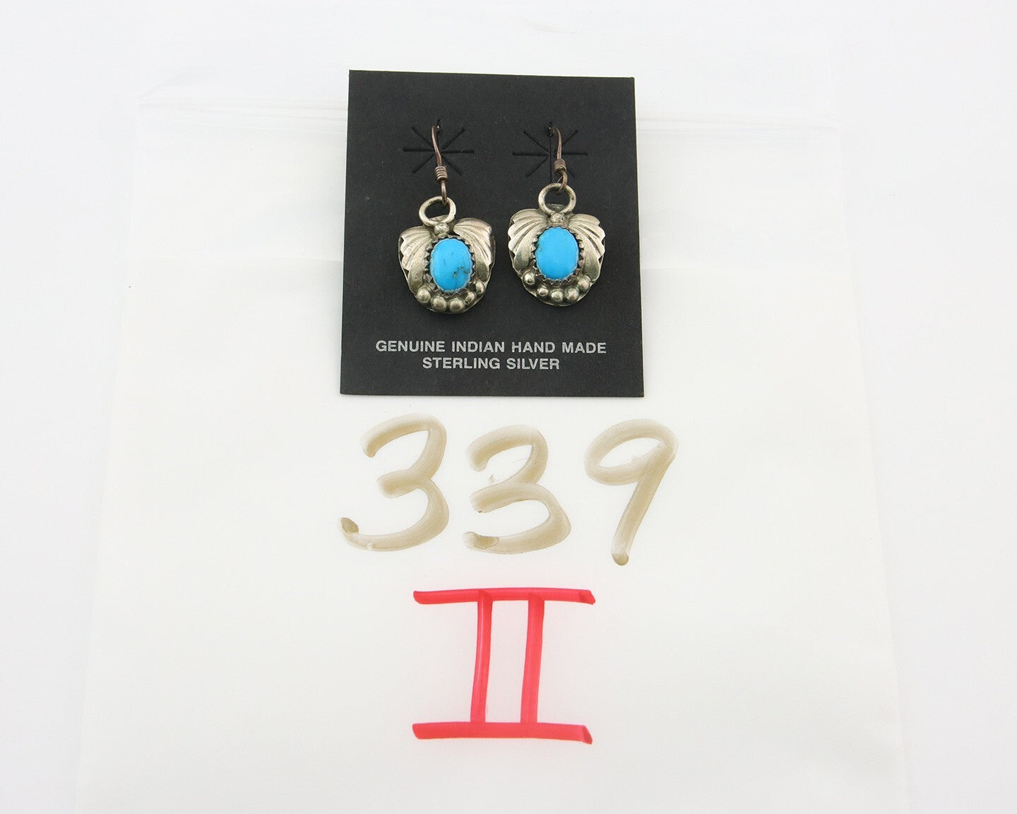 Navajo Earrings 925 Silver Natural Turquoise Artist Signed BJ C80s
