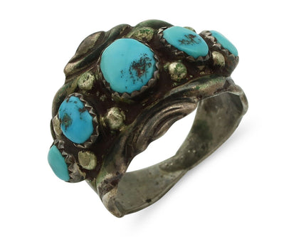 Zuni Ring .925 Silver Natural Sleeping Beauty Turquoise Native Artist C.80's