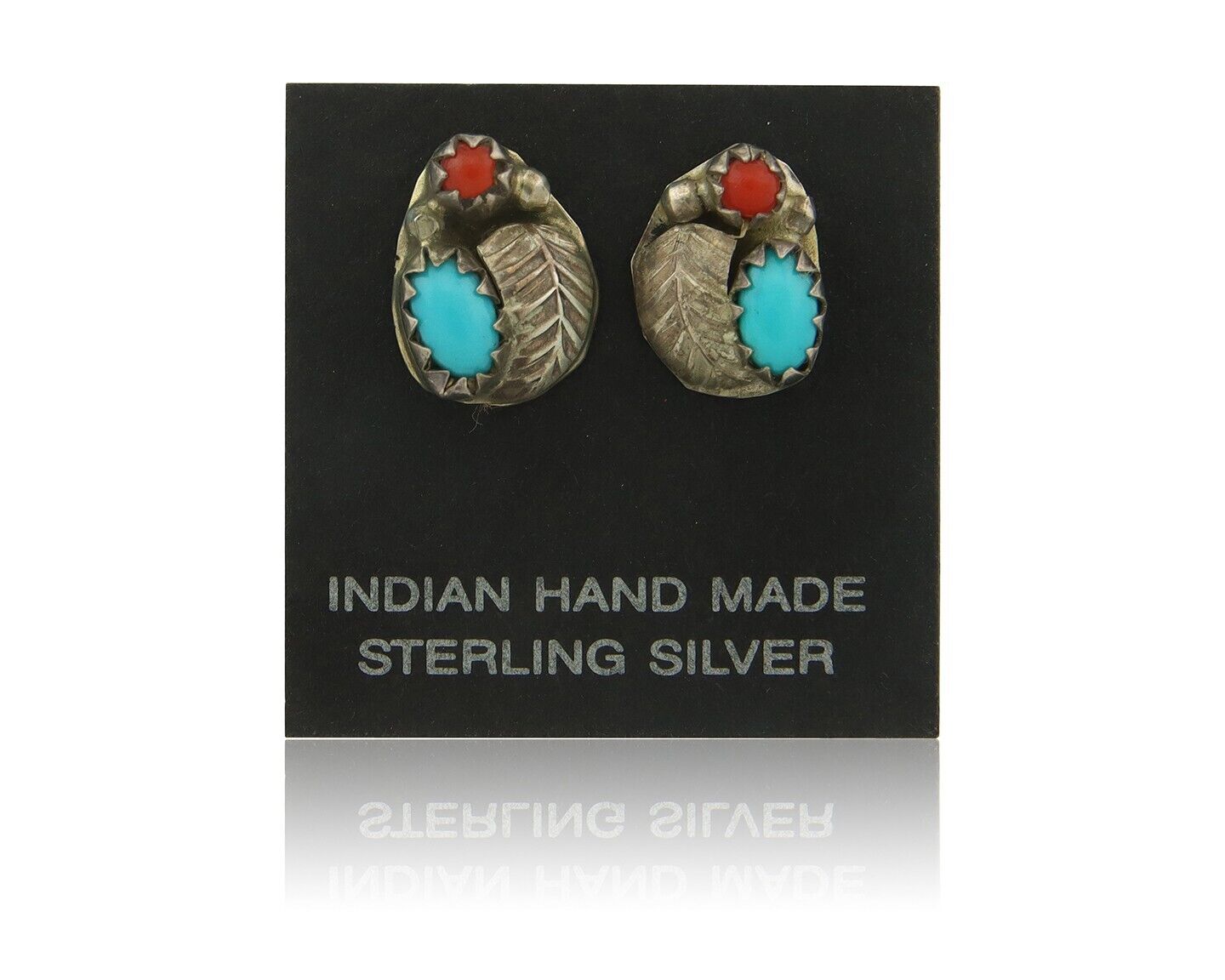Navajo Earrings 925 Silver Natural Gemstone Native American Artist C.80's