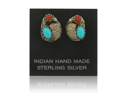 Navajo Earrings 925 Silver Natural Gemstone Native American Artist C.80's