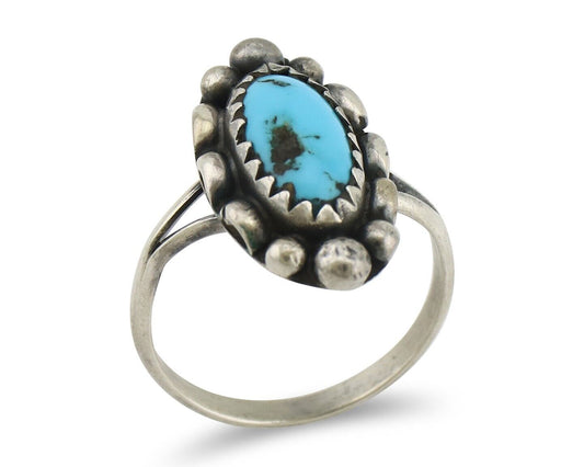 Navajo Ring 925 Silver Sleeping Beauty Turquoise Signed SkyStone Creations C80s