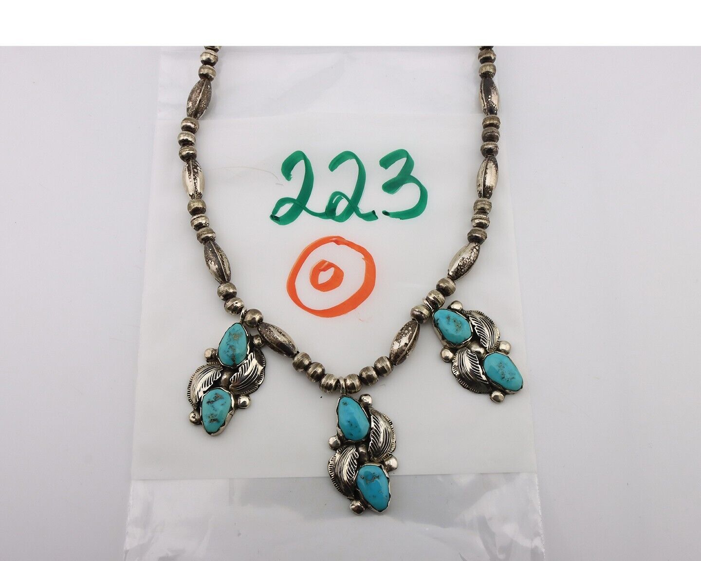 Zuni Necklace 925 Silver Blue Gem Turquoise Signed Simplicio C.80's