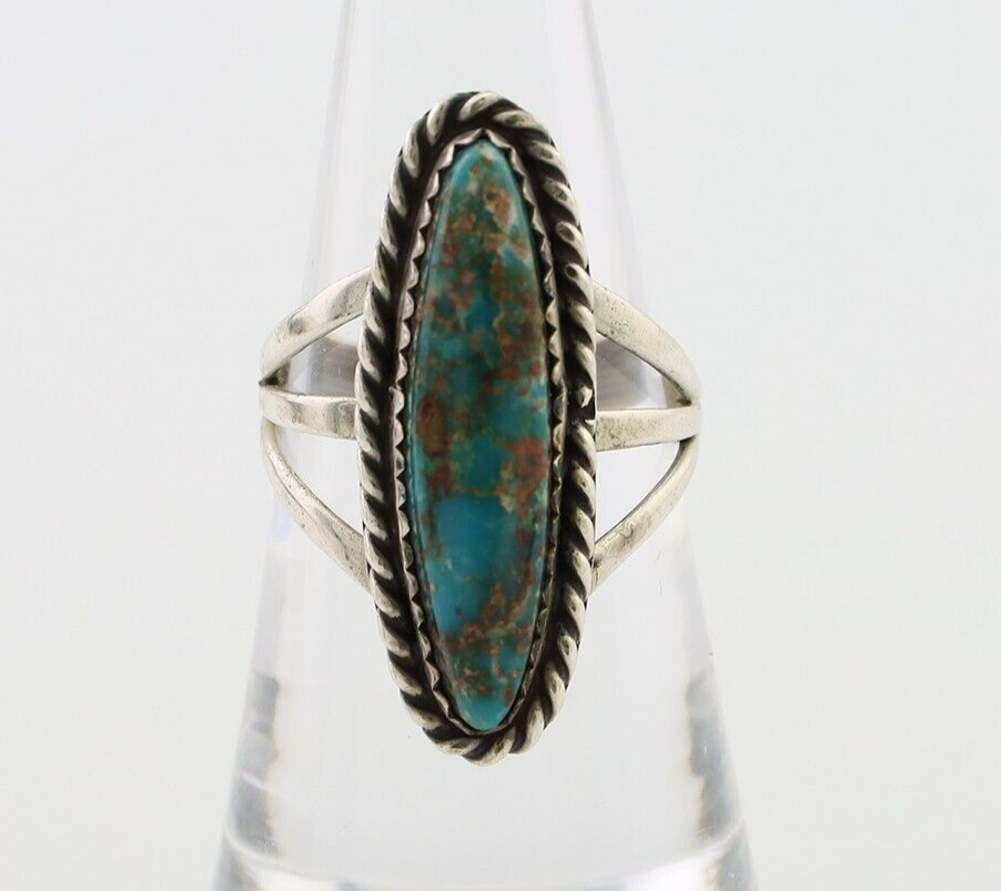 Navajo Ring 925 Silver Natural Turquoise Native American Artist C.80's