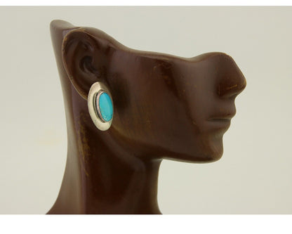 Navajo Earrings 925 Silver Natural Turquoise Native American Artist C.80's