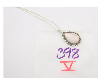Navajo Sterling Silver Necklace Pink Muscle Authentic Vintage Sign Billie Eagle