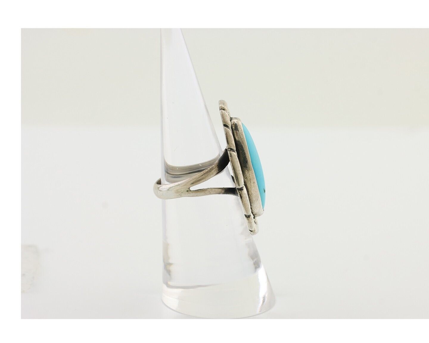 Navajo Ring 925 Silver Natural Turquoise Signed Montoya Size 6.0 C.80's
