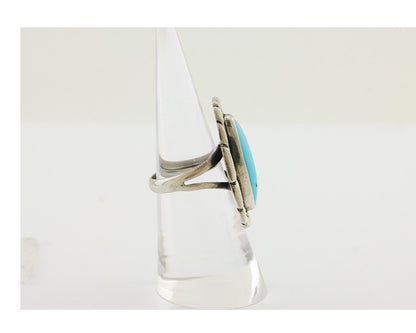 Navajo Ring 925 Silver Natural Turquoise Signed Montoya Size 6.0 C.80's