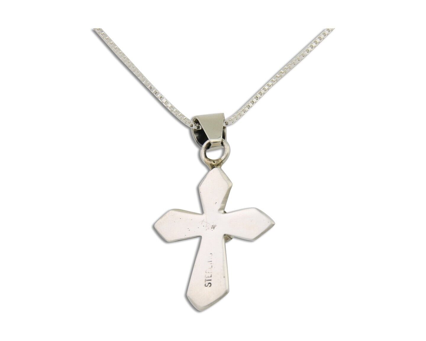 Navajo Sand Cast Necklace 925 Silver Turquoise Native American Artist C.80's