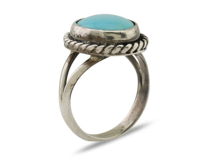 Navajo Ring 925 Silver Natural Blue Turquoise Native American Artist C.80's