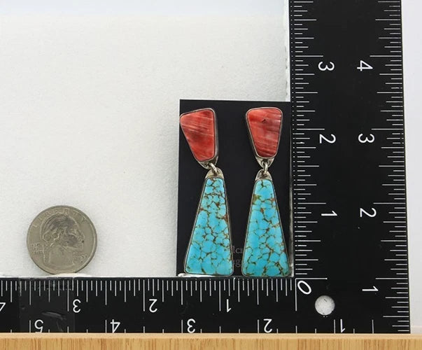 Navajo Dangle Earrings Sterling Silver Natural Gemstone Vintage Handmade