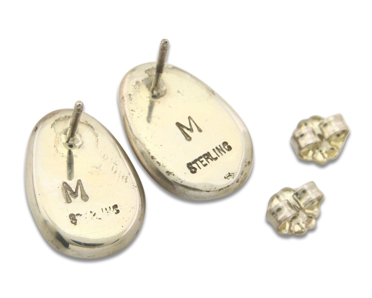 Navajo Earrings 925 Silver Handmade Natural Turquoise Signed W Musket Jr C80s