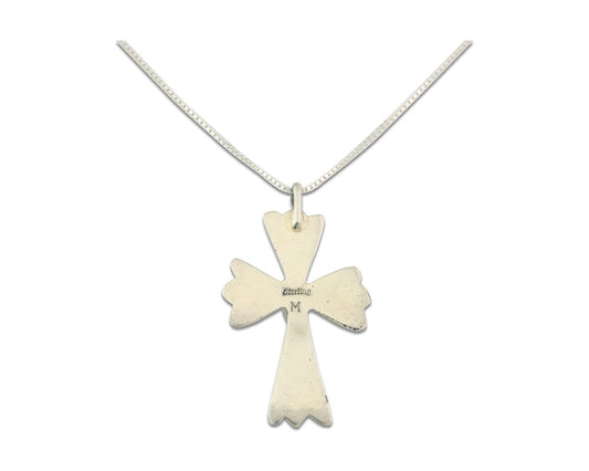 Navajo Cross Necklace Sterling Silver Authentic Natural Gemstones Signed M