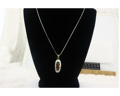 Navajo Sterling Silver Necklace Authentic Tiger Eye Sapphire Vintage Handmade