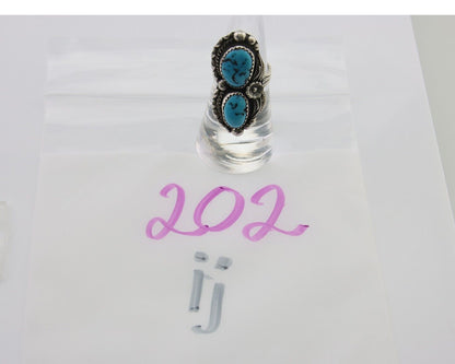 Navajo Ring 925 Silver Natural Blue Turquoise Artist Signed SC C.80's Size 5.75
