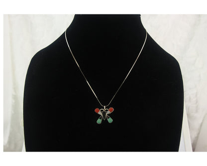 Navajo Butterfly Necklace Sterling Silver Authentic Natural Gemstone