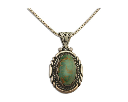 Navajo Necklace 925 Silver Natural Turquoise Artist Signed Sunrise C.80's