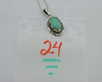 Navajo Necklace 925 Silver Natural Turquoise Sun Stamp C.80's