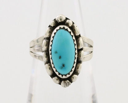 Navajo Ring 925 Silver Sleeping Beauty Turquoise Artist Signed SC C.80's